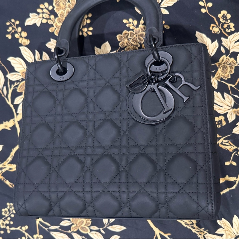 Lady Dior Ultra Matte Quilted Calfskin M Top Handle Bag
